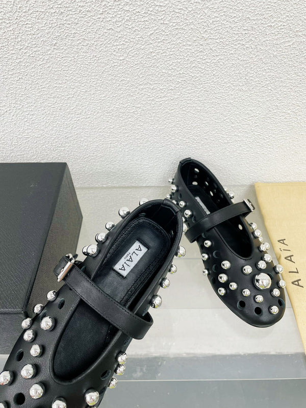 Ballerine Alaila in pelle di agnello nera con perline 897246