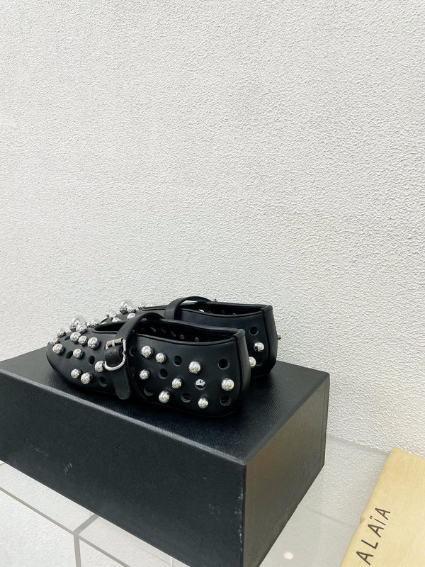 Ballerine Alaila in pelle di agnello nera con perline 897246