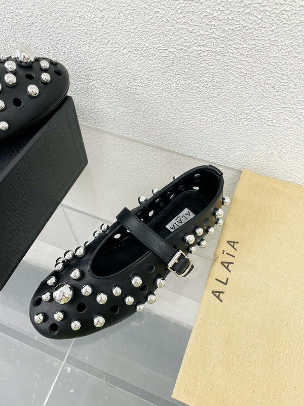 Ballerine Alaila in pelle di agnello nera con perline 897246