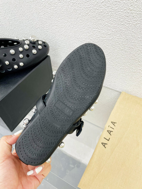 Ballerine Alaila in pelle di agnello nera con perline 897246