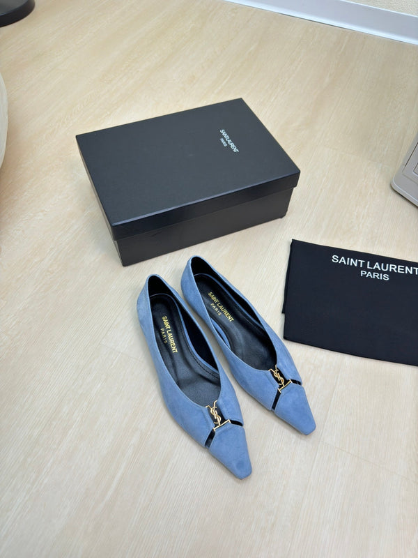 BABYLONE BALLET FLAT IN SKY BLUE SUEDE