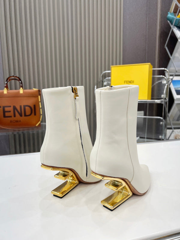 FENDI First Wedge Boots White Sheepskin 521225