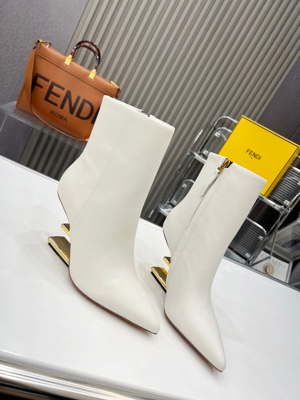 FENDI First Wedge Boots White Sheepskin 521225