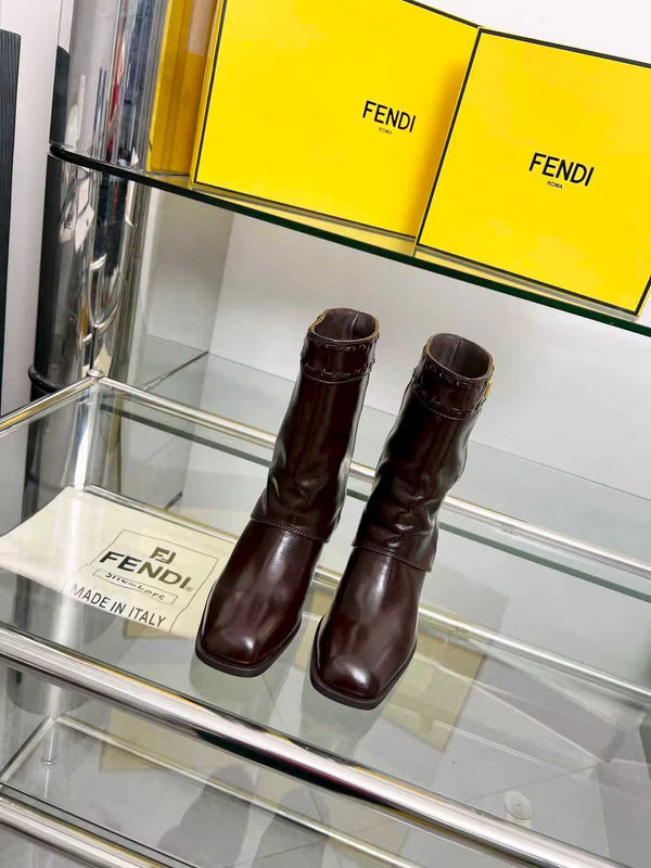 FENDI low boots burgundy calfskin 521235