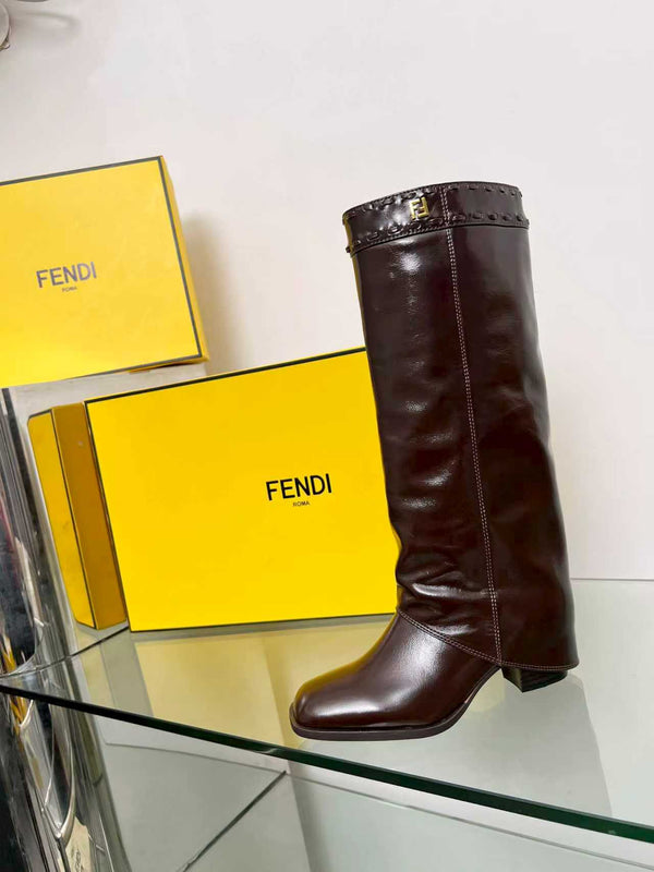 FENDI High boots burgundy calfskin 521233