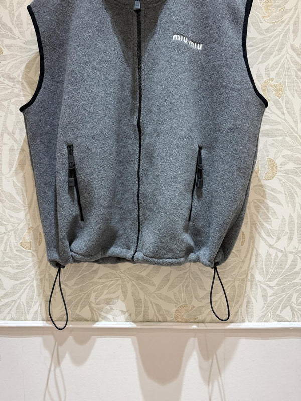 Miu Miu Polar Fleece Vest Gray Polyester