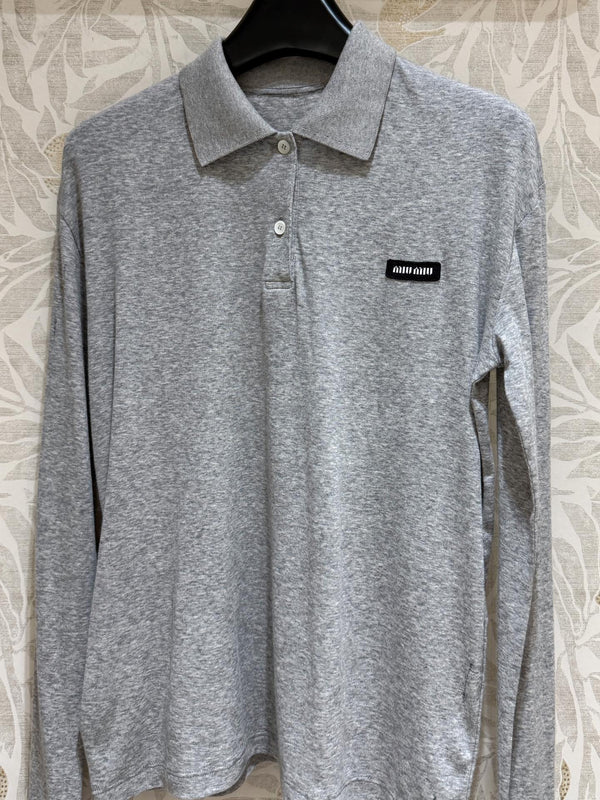 Miu Miu Polo Shirt Gray Cotton