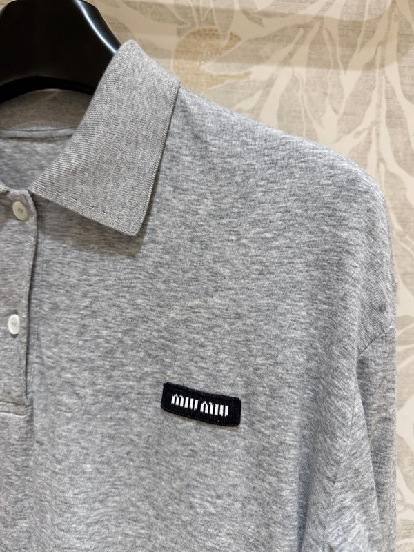 Miu Miu Polo Shirt Gray Cotton