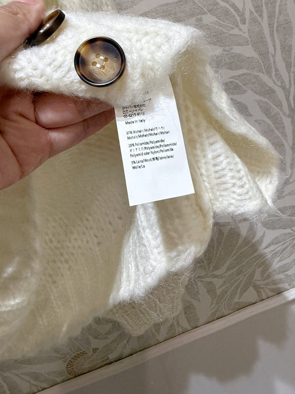 Cardigan Loewe in lana e mohair color crema