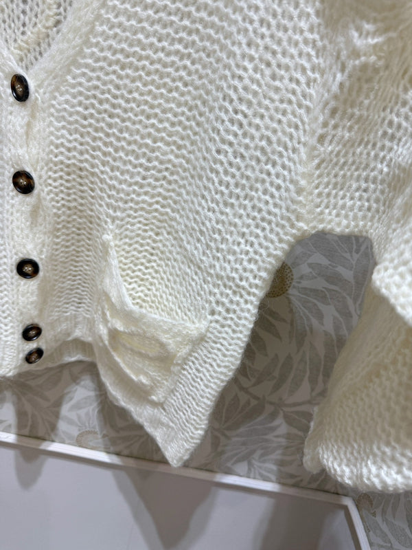 Cardigan Loewe in lana e mohair color crema