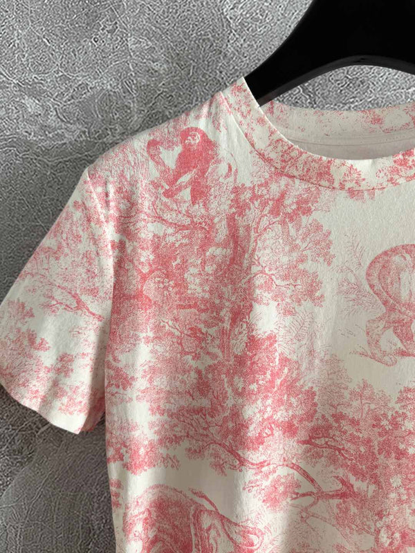 CD Animal T-shirt Pink Cotton Linen