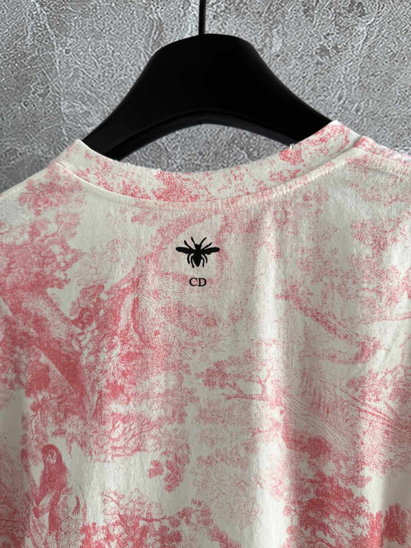 CD Animal T-shirt Pink Cotton Linen