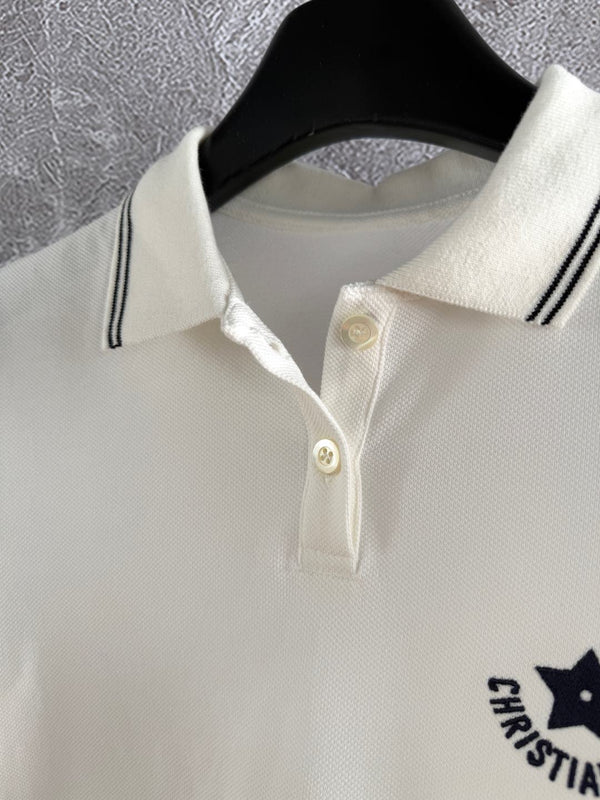 CD Lucky Star Polo Shirt White Cotton
