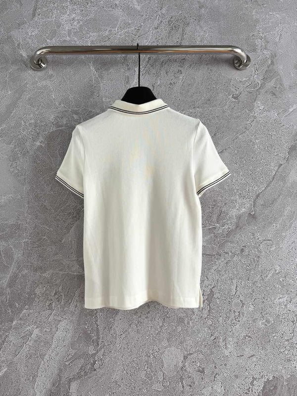 CD Lucky Star Polo Shirt White Cotton