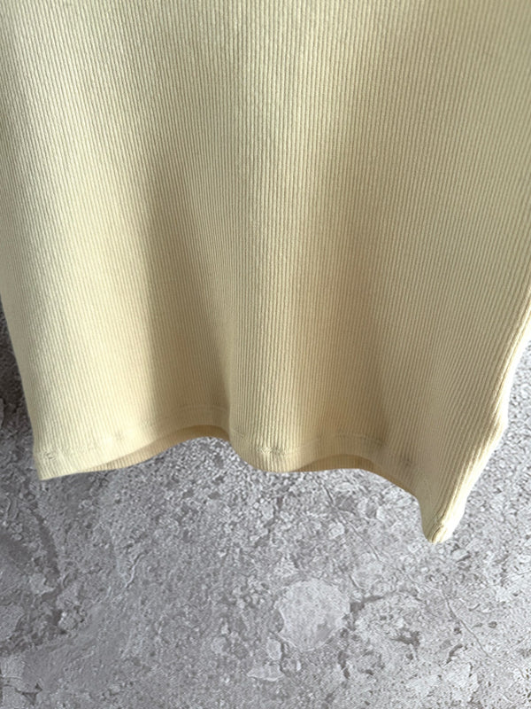 Miu Miu Short-sleeved Knitted Sweater Brown Cream Cotton