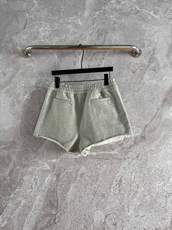 Miu Miu Drawstring raw edge shorts Ligth Gray Cotton