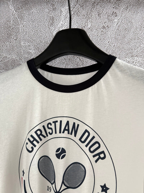 CD Tennis T-shirt White Black Cotton