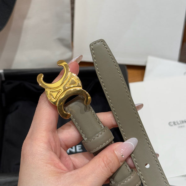 CEL Triomphe Belt 18mm Etoupe Gold Calfskin 187492