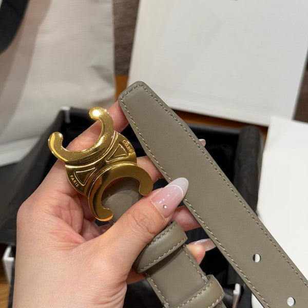 CEL Triomphe Belt 25mm Etoupe Gold Calfskin 187493