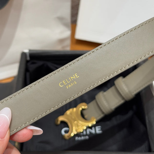 CEL Triomphe Belt 25mm Etoupe Gold Calfskin 187493