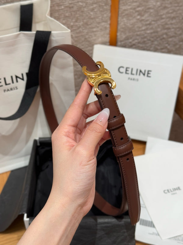 CEL Triomphe Belt 18mm Brown Gold Calfskin 187490