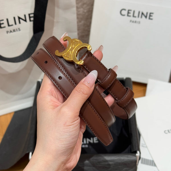 CEL Triomphe Belt 18mm Brown Gold Calfskin 187490