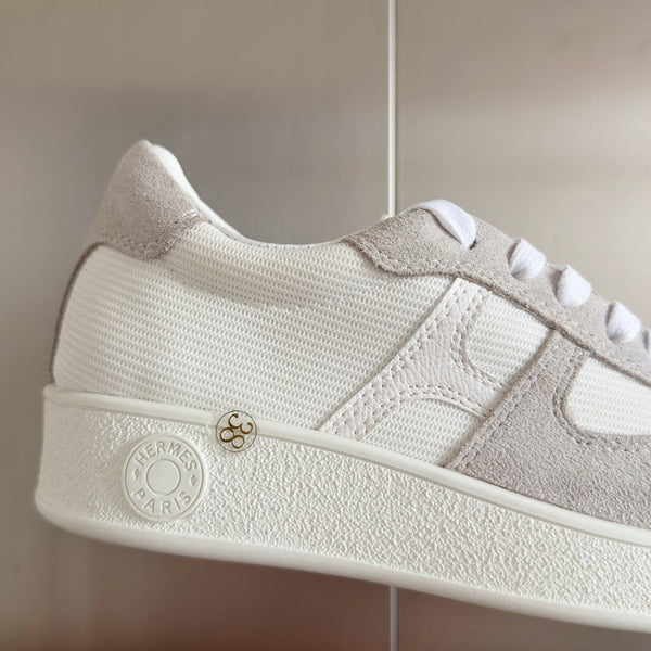 SNEAKERS BOOMERANG GRIGIO CHIARO CAMOSCIO BIANCO