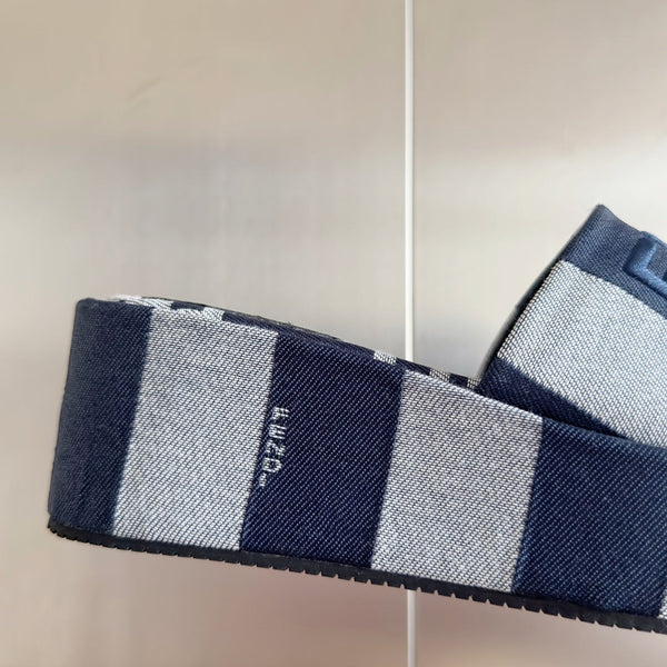 FF Sunshine 65 Blue Dark Grey Canvas Flatform Slide