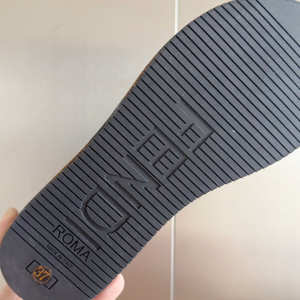 FF Sunshine 65 Black Brown Canvas Flatform Slide