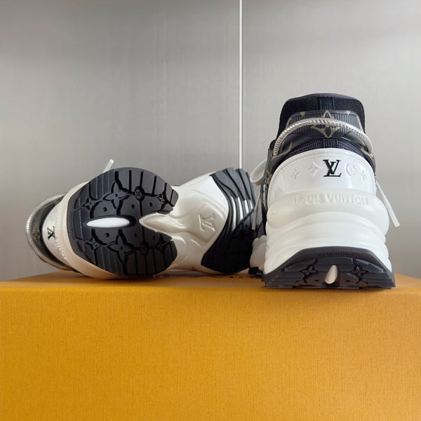 LV Run 55 Sneaker 55mm Black Mix Blue Charcoal Monogram Polyester Mesh Fabric