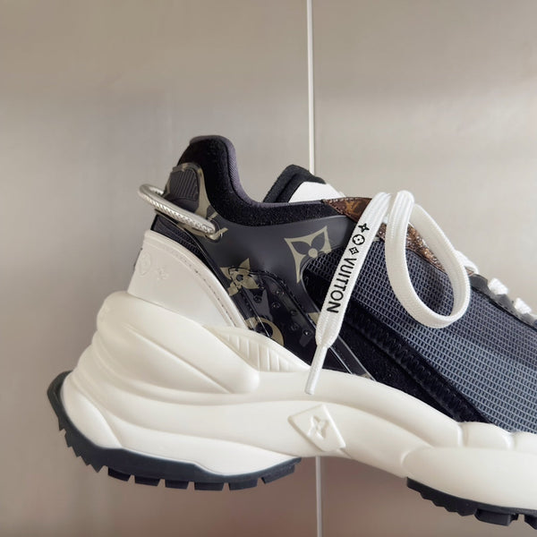 LV Run 55 Sneaker 55mm Black Mix Blue Charcoal Monogram Polyester Mesh Fabric