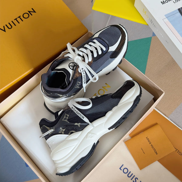 LV Run 55 Sneaker 55mm Black Mix Blue Charcoal Monogram Polyester Mesh Fabric