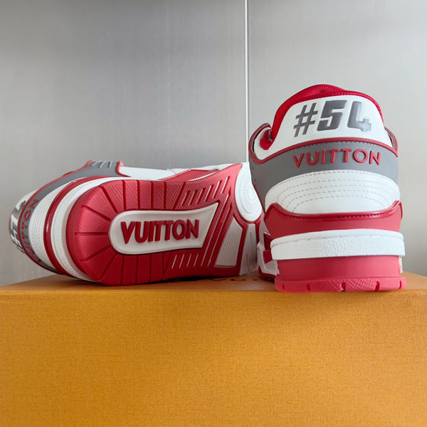 Sneaker LV Trainer 30mm Pelle bovina bianca mista rossa