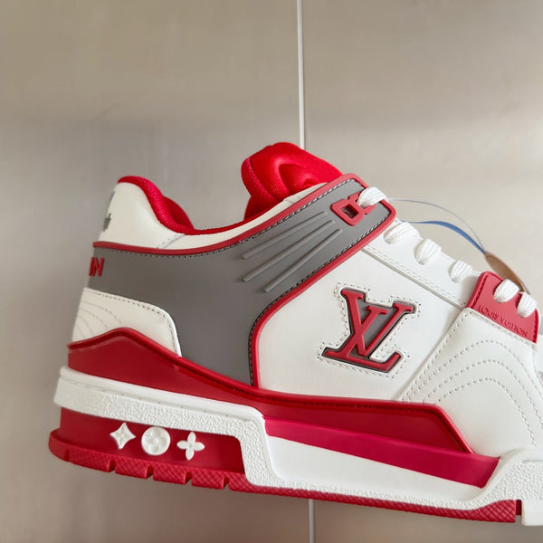 Sneaker LV Trainer 30mm Pelle bovina bianca mista rossa