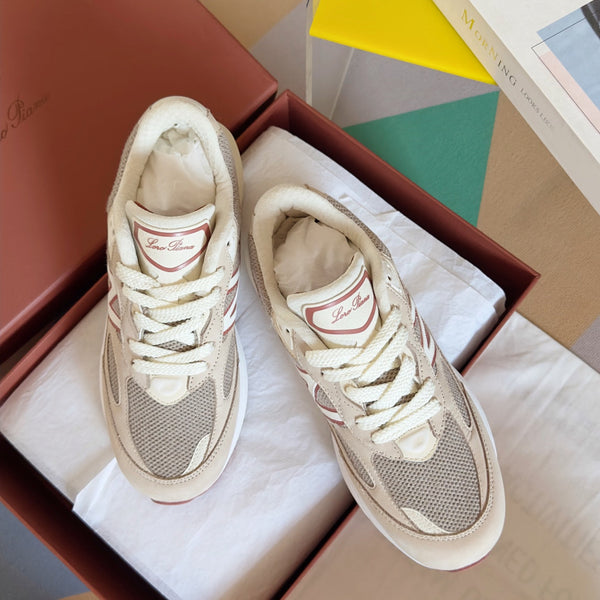 LP x NB 990v6 Sneaker 45mm white grey dark pink calfskin and mesh fabric