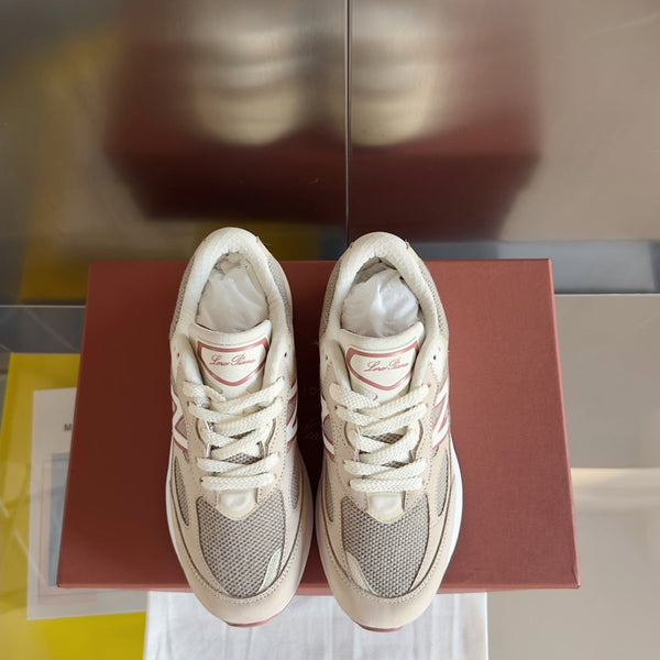 LP x NB 990v6 Sneaker 45mm white grey dark pink calfskin and mesh fabric