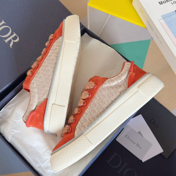CD B33 Sneaker 40mm Orange Mix Light Brown Monogram Suede