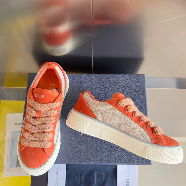 CD B33 Sneaker 40mm Orange Mix Light Brown Monogram Suede