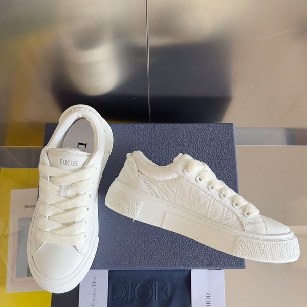 CD B33 Sneaker 40mm White Monogram Cowhide
