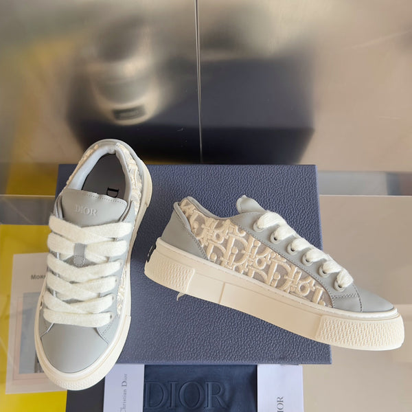 CD B33 Sneaker - Limited And Numbered Edition 40mm Grey Oblique Jacquard And Cowhide