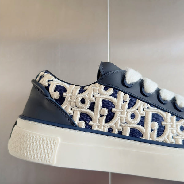 CD B33 Sneaker - Limited And Numbered Edition 40mm Charcoal Blue Oblique Jacquard And Cowhide