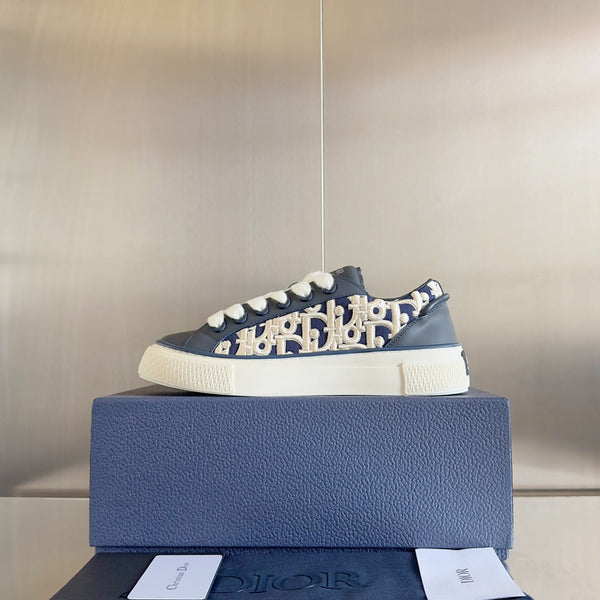 CD B33 Sneaker - Limited And Numbered Edition 40mm Charcoal Blue Oblique Jacquard And Cowhide