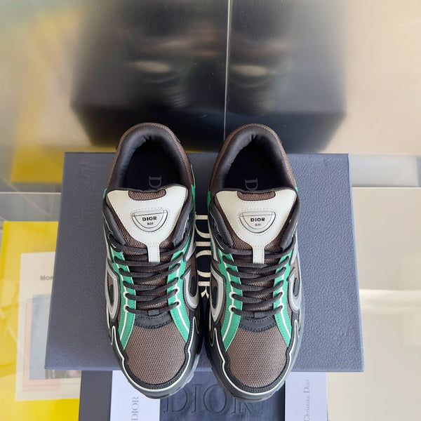 CD B30 Sneaker 35mm Brown Green Mix Grey White Polyester Mesh Fabric And Calfskin