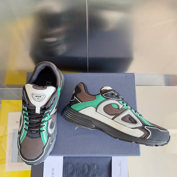 CD B30 Sneaker 35mm Brown Green Mix Grey White Polyester Mesh Fabric And Calfskin