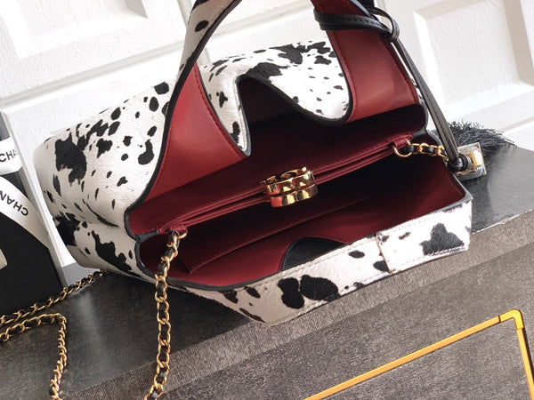CC Métiers d’ar 26s Shopping Bag Black White Horsehair Calfskin