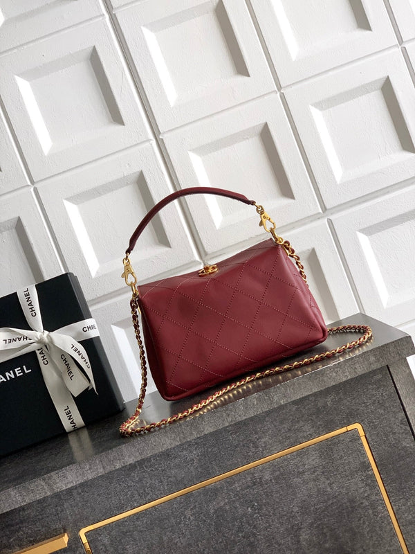 CC 26s Boho Mini Top Closure Bag Burgundy Lambskin