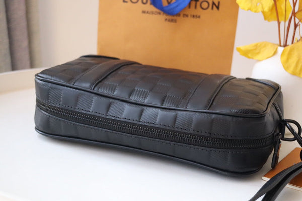 LV Pochette Kasai Clutches Damier Graphite Embossed Leather 175200