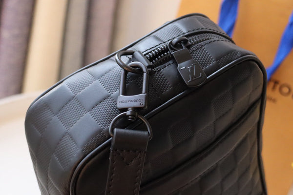 LV Pochette Kasai Clutches Damier Graphite Embossed Leather 175200