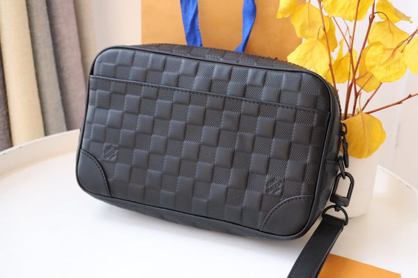 LV Pochette Kasai Clutches Damier Graphite Embossed Leather 175200