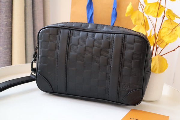 LV Pochette Kasai Clutches Damier Graphite Embossed Leather 175200